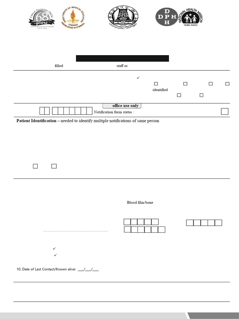 Cancer Notification Form English | PDF | Cancer | Clinical Medicine