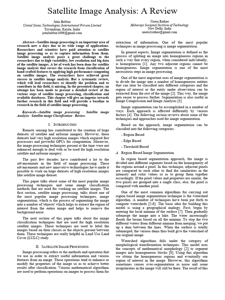 Satellite Image Analysis A Review | PDF | Image Segmentation | Cluster ...