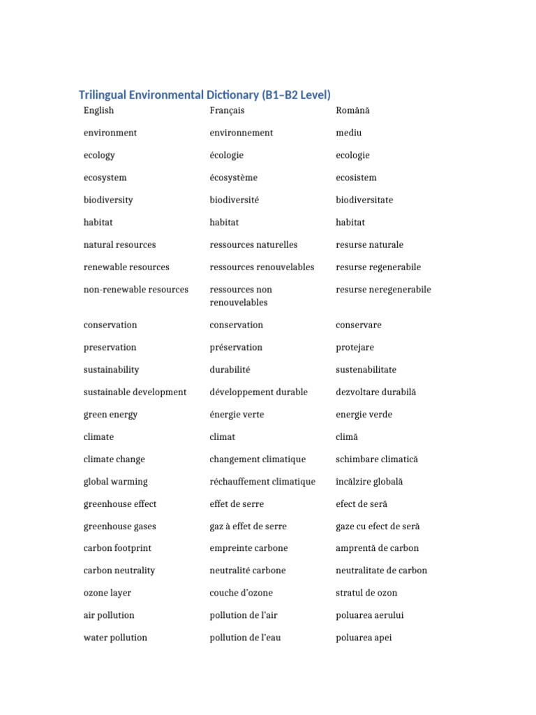 Dictionnaire trilingue de l'environnement | PDF | Économie énergétique ...