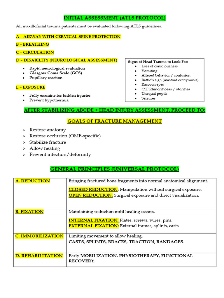 ATLS Protocol for Maxillofacial Trauma | PDF