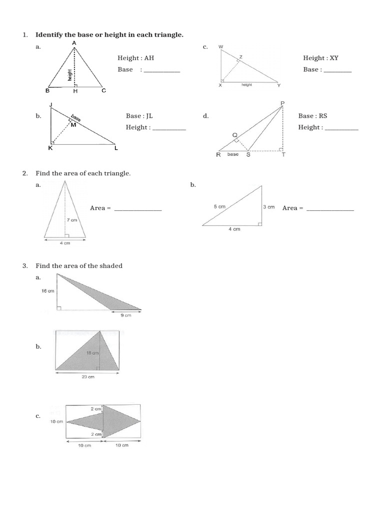 Triangle Measurements and Areas Guide | PDF