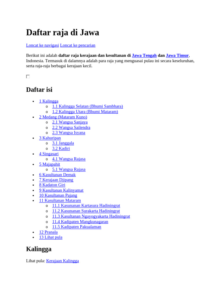 Daftar Raja Di Jawa | PDF