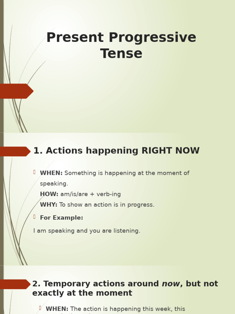 Present Progressive Tense | PDF