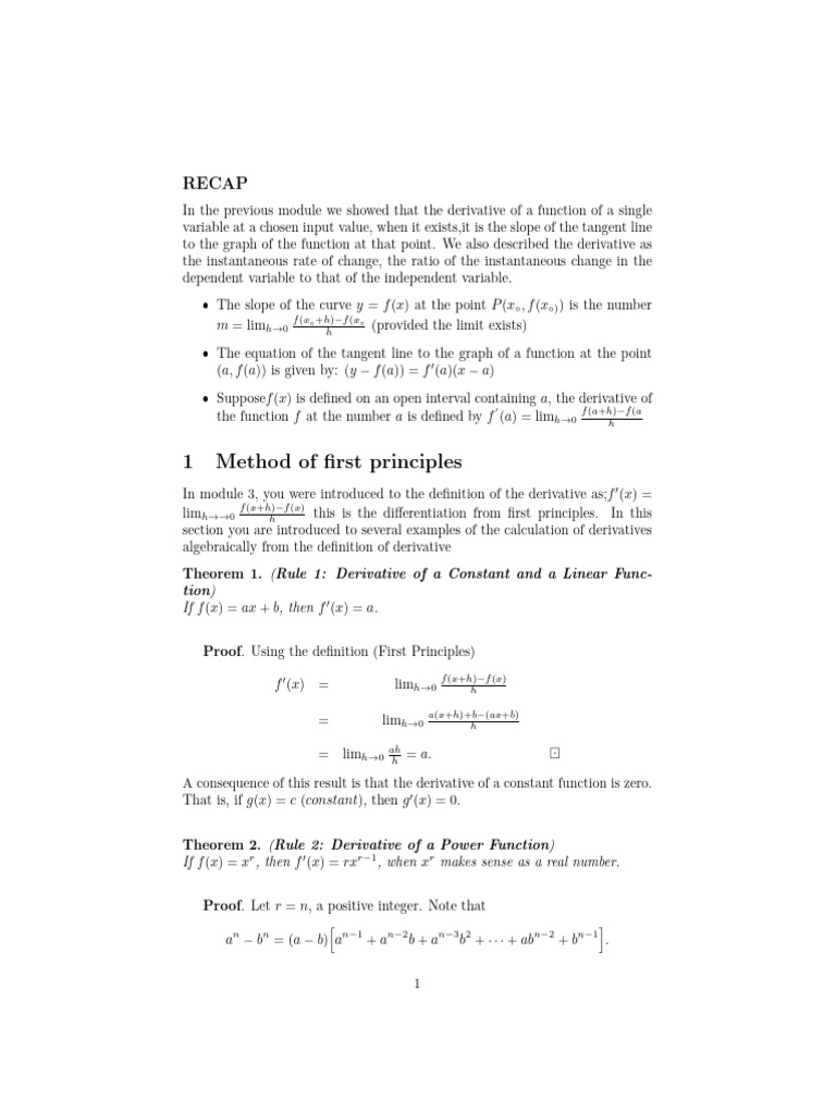 Derivative Rules and Methods Explained | PDF | Derivative | Tangent