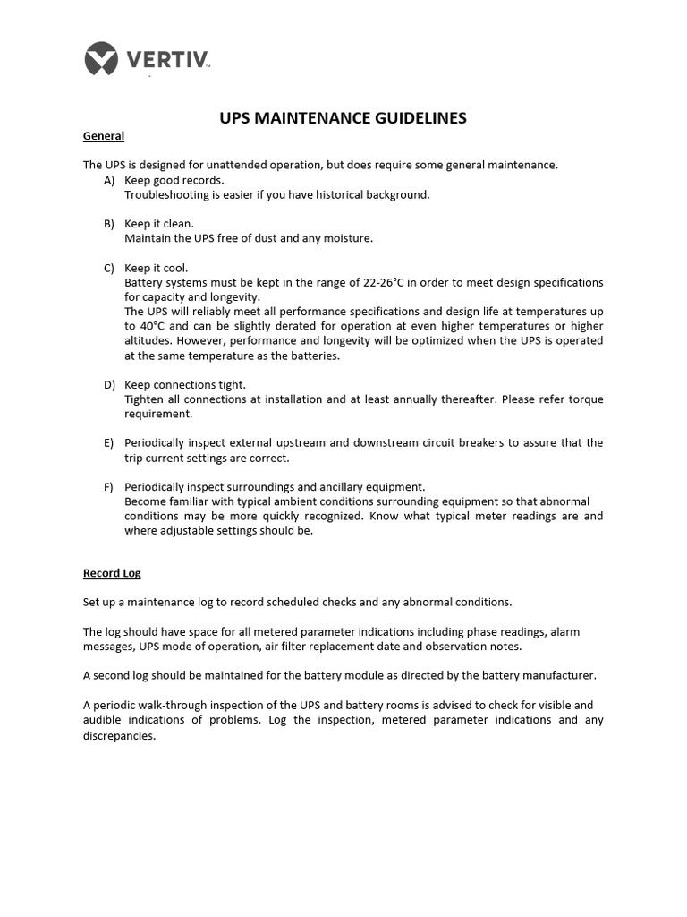 494988756-UPS-Maintenance-Guidelines 2 (1) | PDF | Direct Current ...