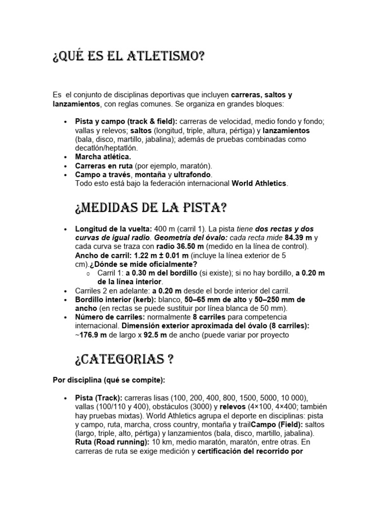 Guía completa del atletismo y sus disciplinas | PDF | Deporte del ...