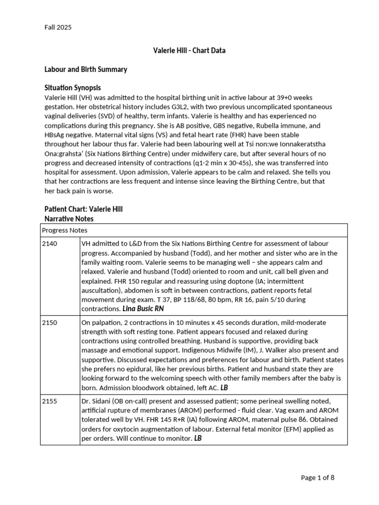 VH Chart Data 3SS3 Fall 2025 (1) | PDF | Childbirth | Infants