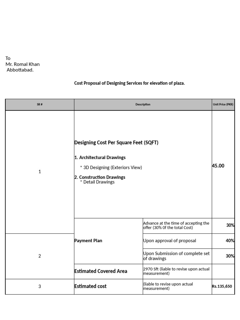Cost Proposal | PDF