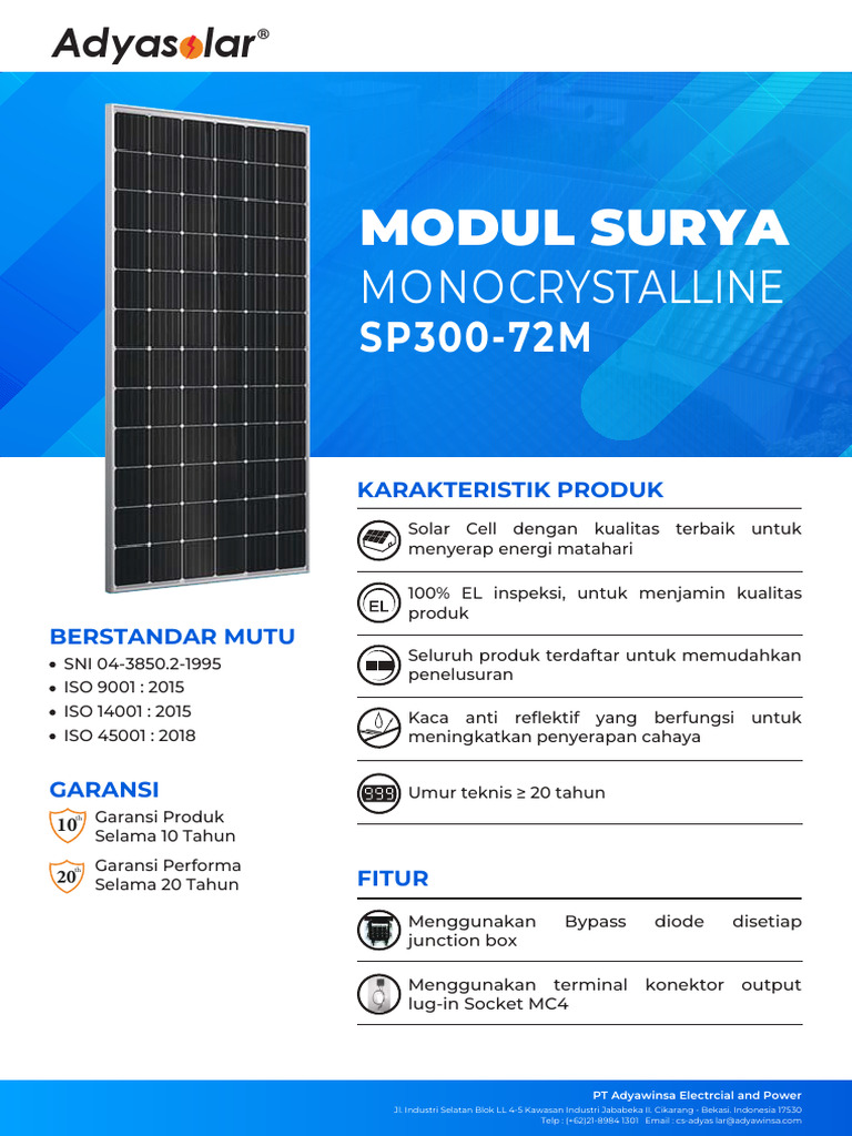 Modul Surya Monocrystalline SP300-72M | PDF