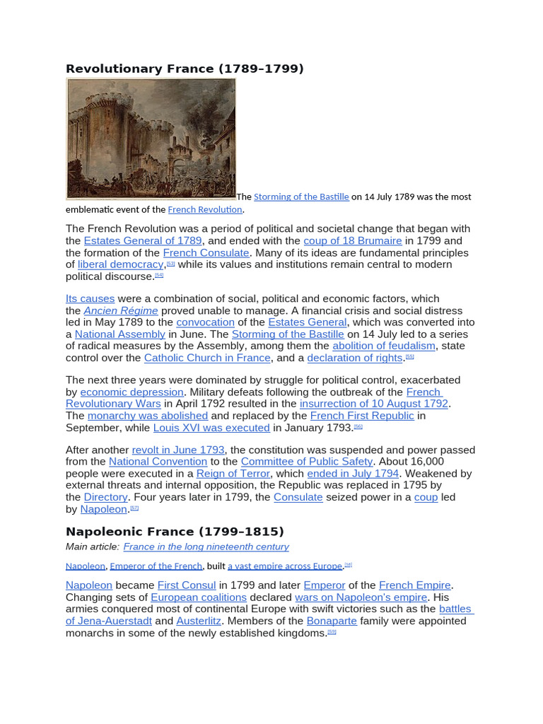 Revolutionary France (1789-1799) : The On 14 July 1789 Was The Most ...