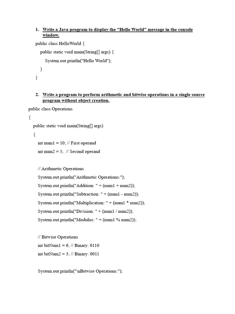 Java Programs for Basic Operations | PDF | Integer (Computer Science ...