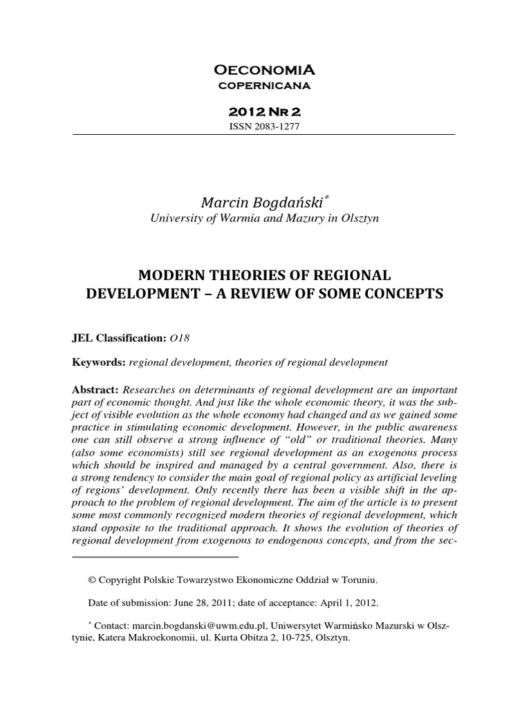Modern Theories of Regional Development | PDF | Sustainability ...
