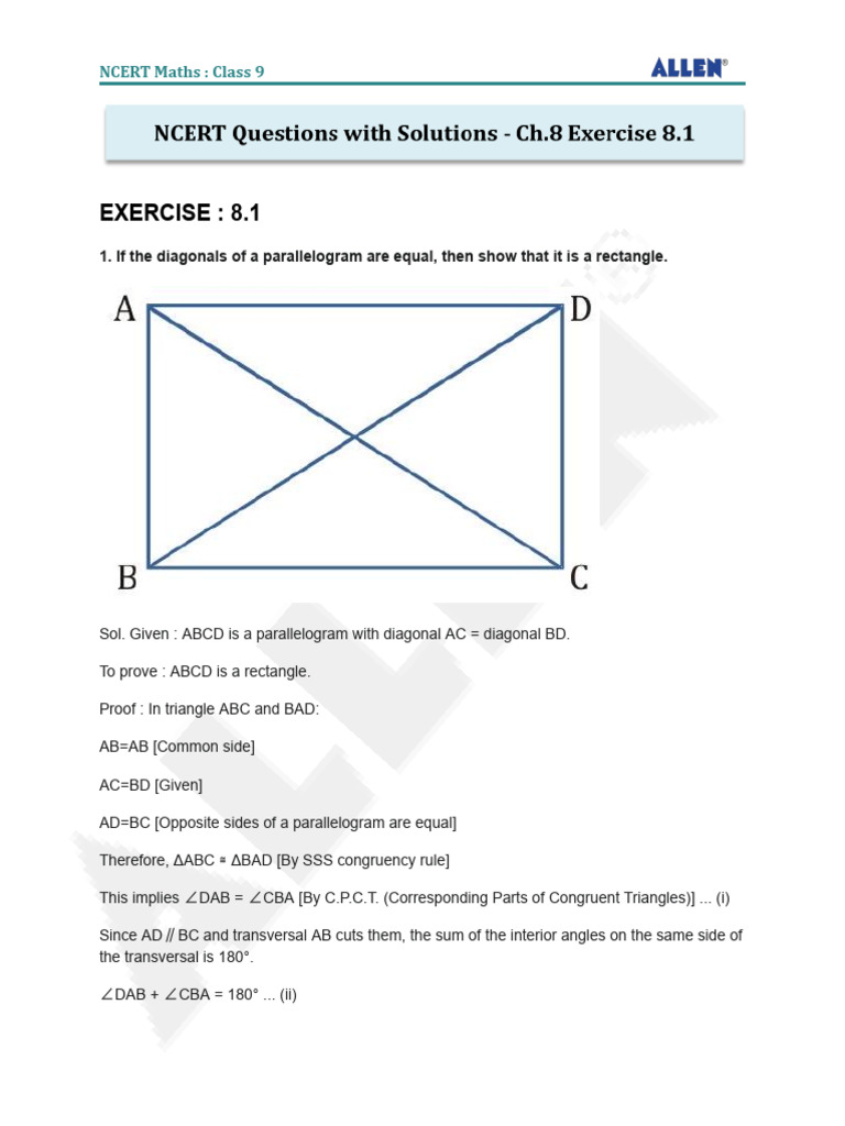 Exercise+ +8.1 | PDF | Rectangle | Geometric Shapes