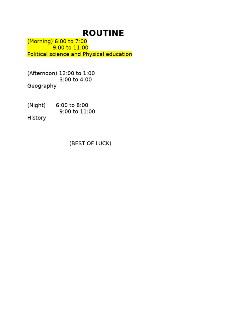 Daily Study Schedule Overview | PDF
