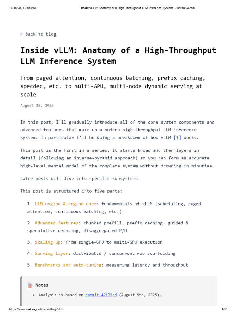 vLLM High-Throughput LLM Inference Guide | PDF | Cache (Computing ...