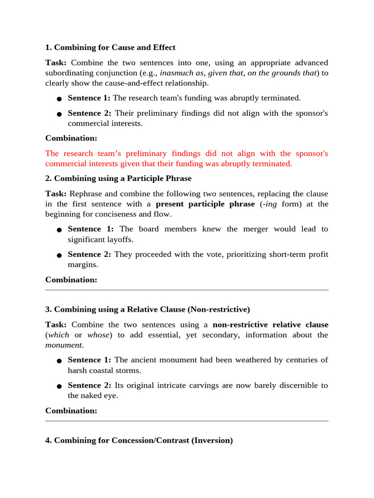 Advanced Sentence Combining Techniques | PDF | Sentence (Linguistics ...