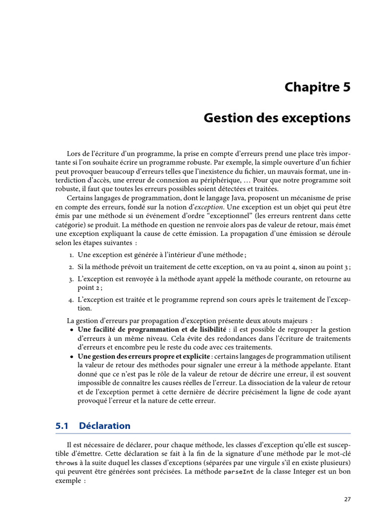 Gestion des exceptions en Java | PDF | Java (Langage de programmation ...