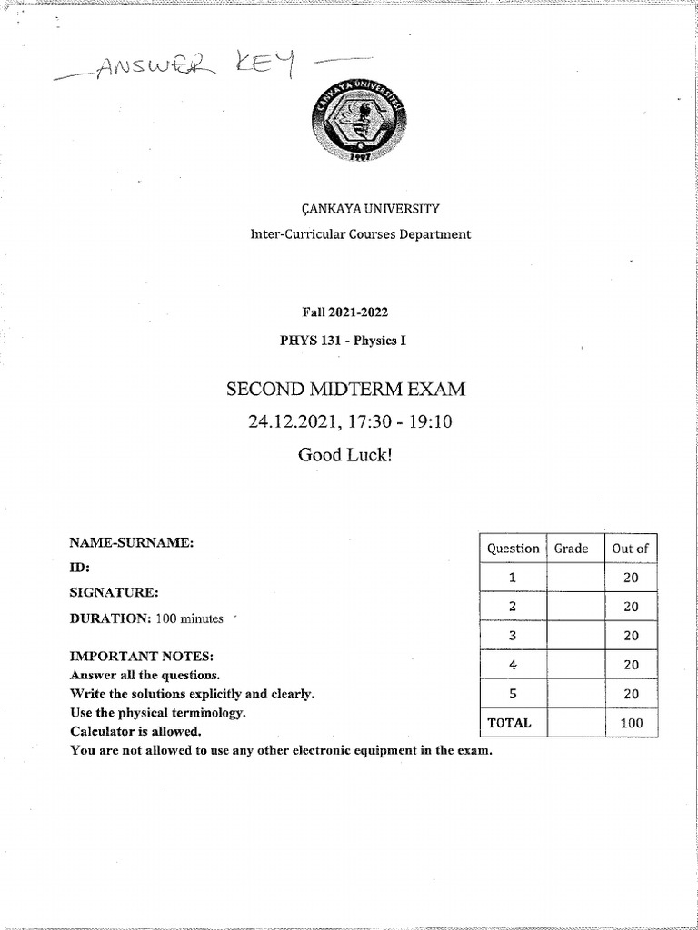 Midterm 2 Answer Key | PDF