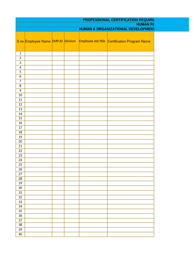 Professional Certification Requirment Collection Template | PDF
