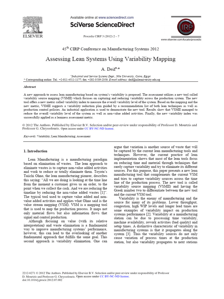 Lean Manufacturing Variability Mapping | PDF | Variance | Coefficient ...