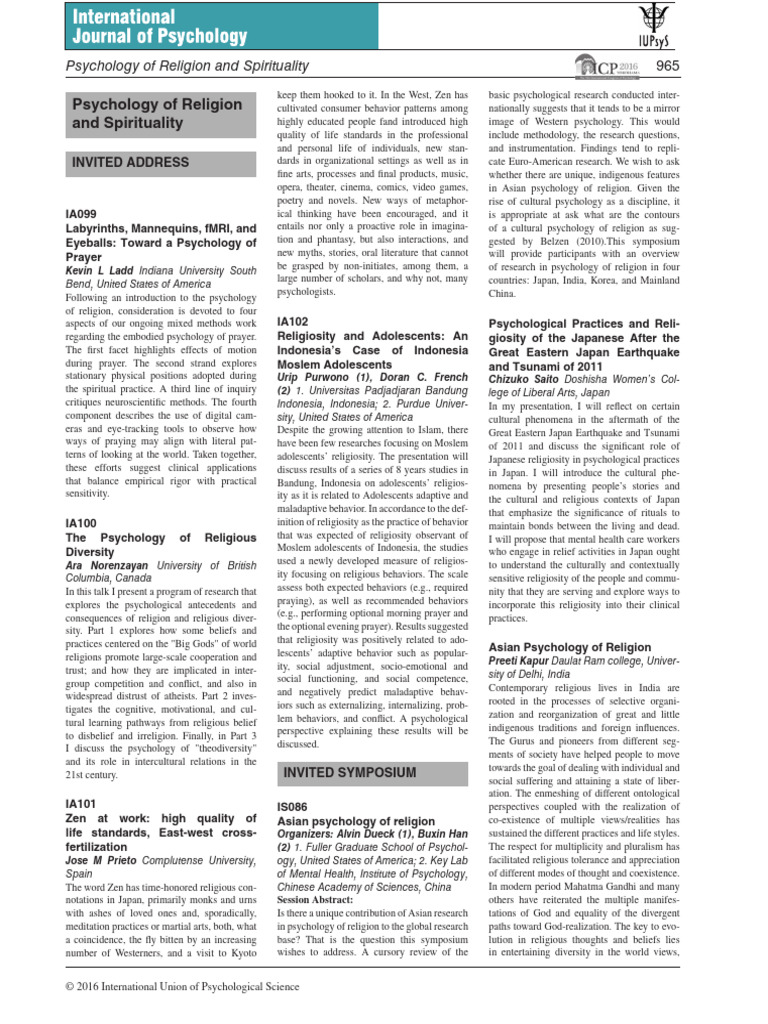 Psychology of Religion and Spirituality | PDF | Spirituality ...