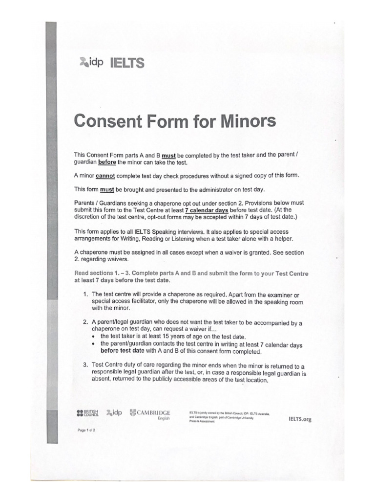 Consent Form For Minors | PDF