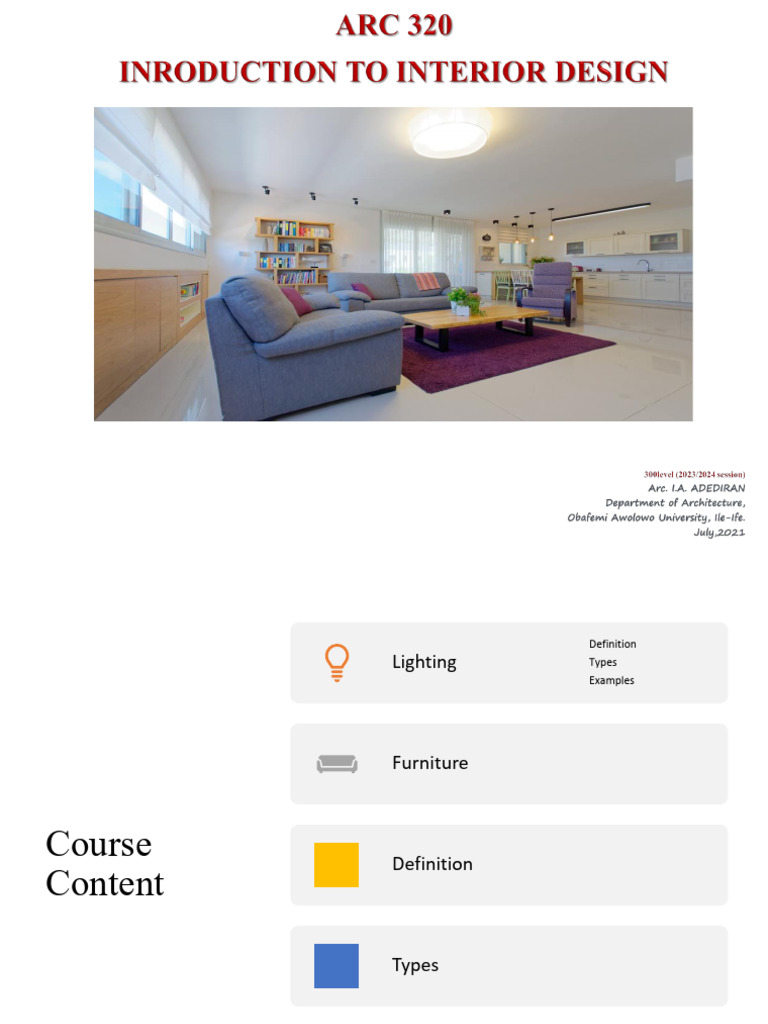 Lighting and Furniture in Interior Design | PDF | Lighting | Chair