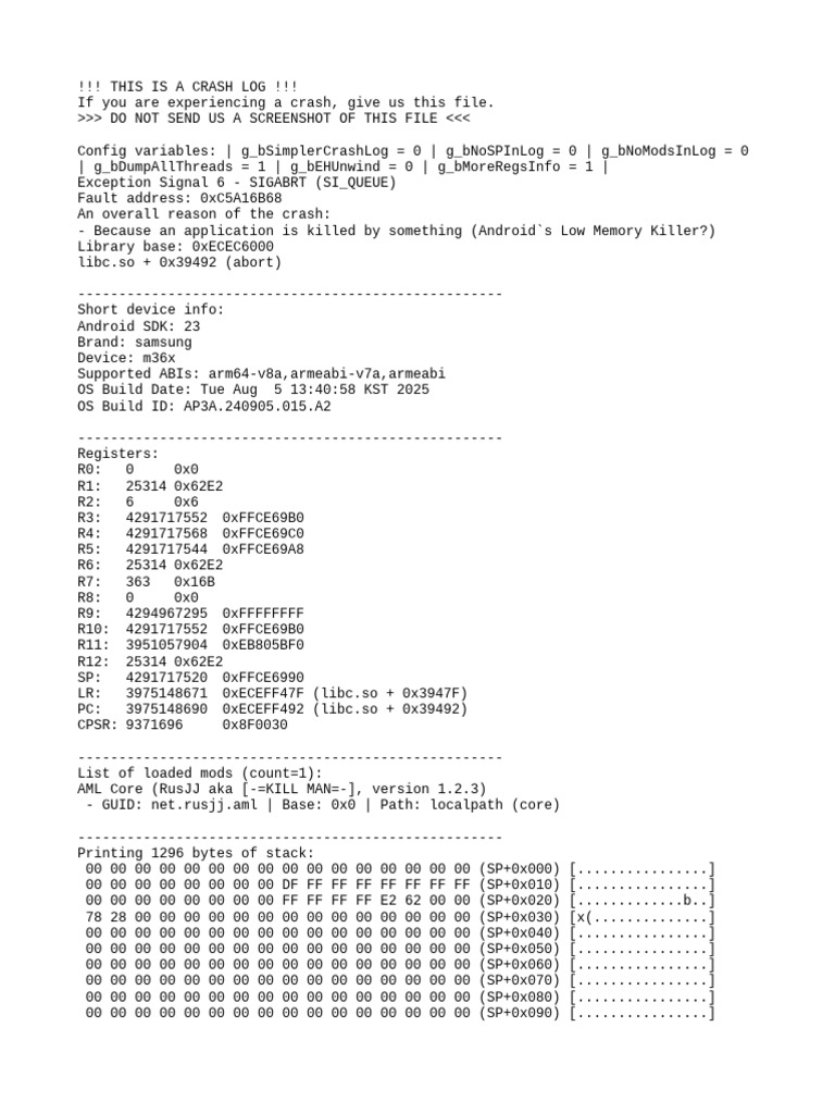 Aml Crashlog | PDF