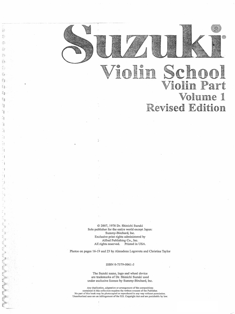 Suzuki Violin Vol 1 New (Printable) | PDF