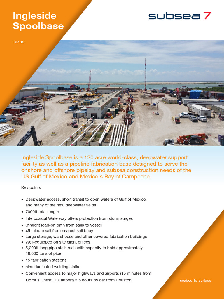 Ingleside Spoolbase: Deepwater Facility Overview | PDF