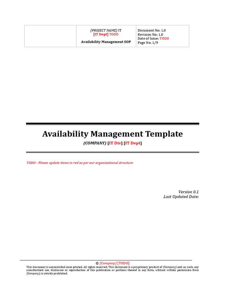 Availability Management SOP Guide | PDF | Reliability Engineering ...