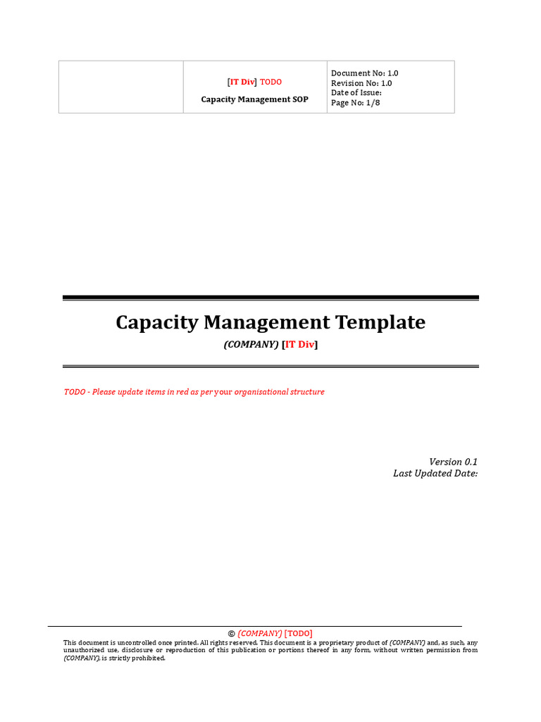 Capacity Management SOP Template | PDF | Service Level Agreement | Business