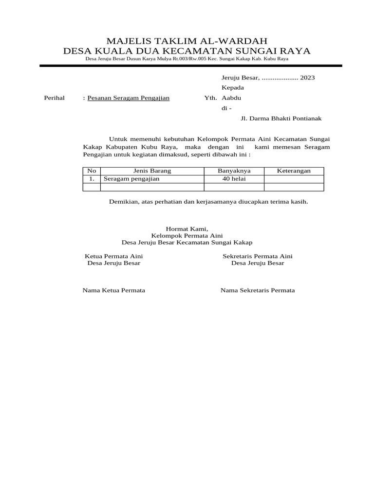 Contoh SPJ BKMT | PDF
