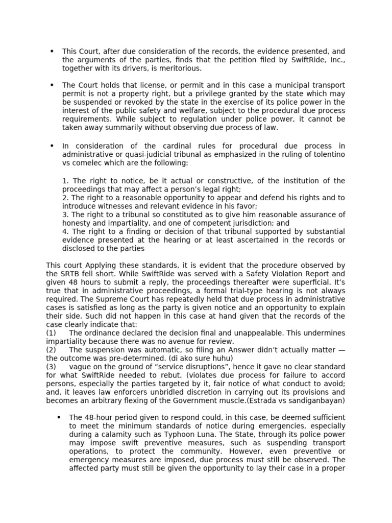 Court Ruling on SwiftRide's Due Process Violation | PDF | Injunction ...