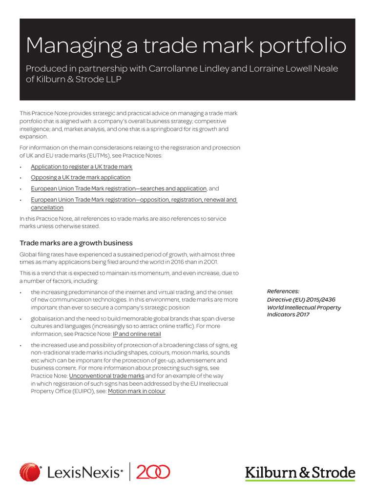 Strategic Trade Mark Portfolio Management | PDF | Trademark | License