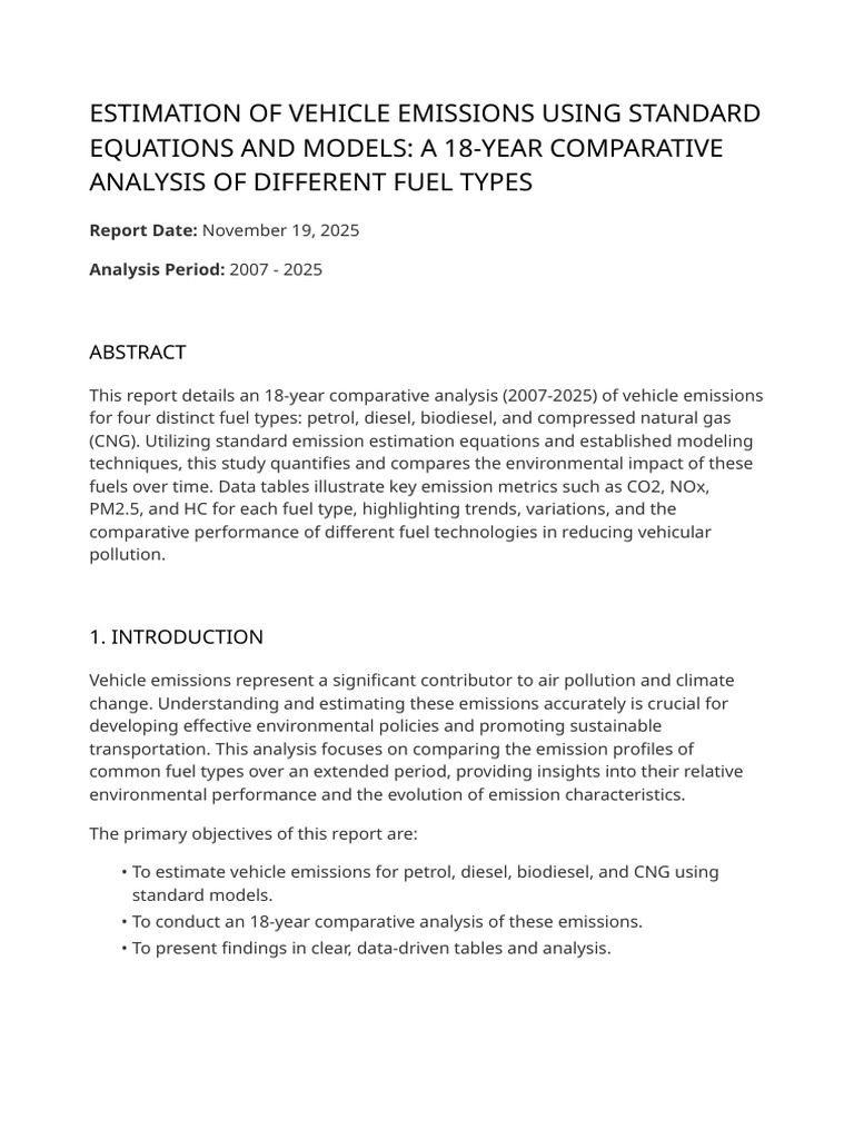 Vehicle Emissions Analysis by Fuel Type | PDF | Exhaust Gas | Biodiesel