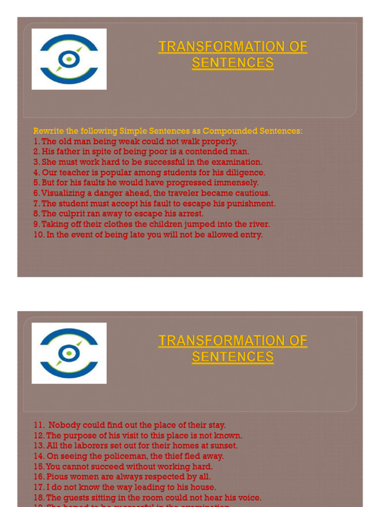 PDF On Transfprmation of Sentences | PDF