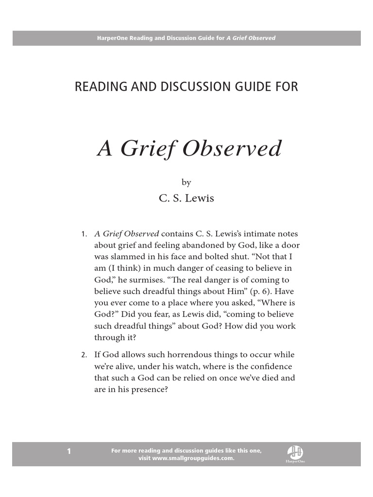 A Grief Observed Discussion Guide | PDF | God