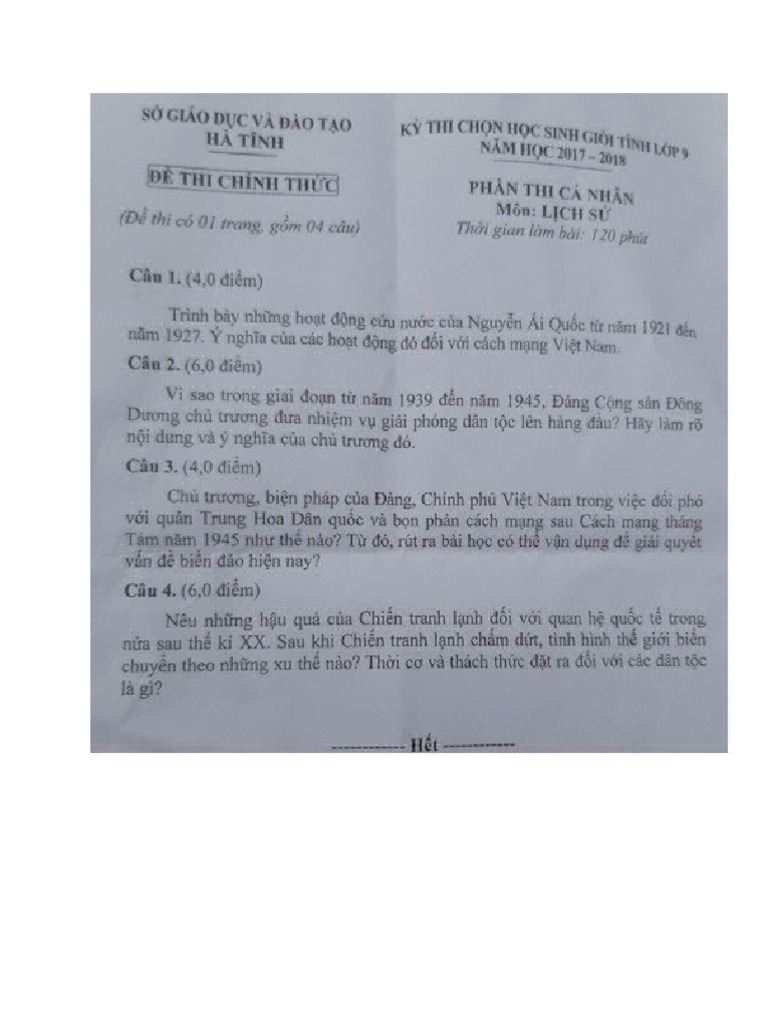 Đề thi 1 | PDF