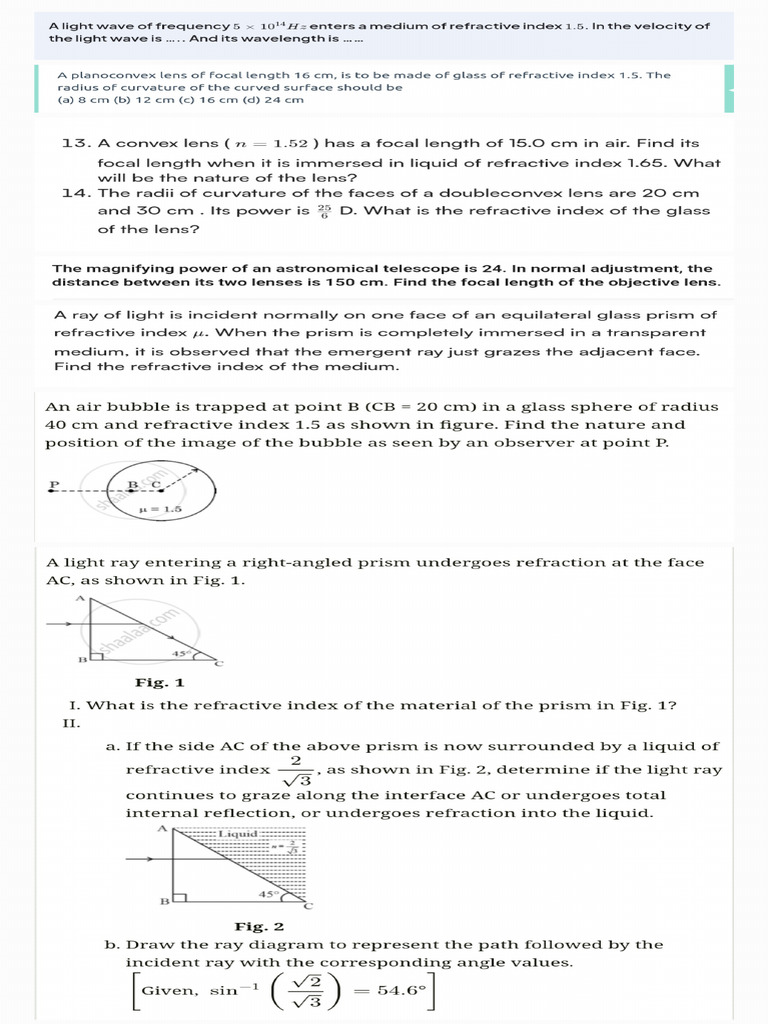 Ray Optics Questions | PDF