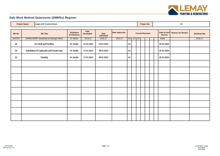 Method Statements Anglo Register | PDF