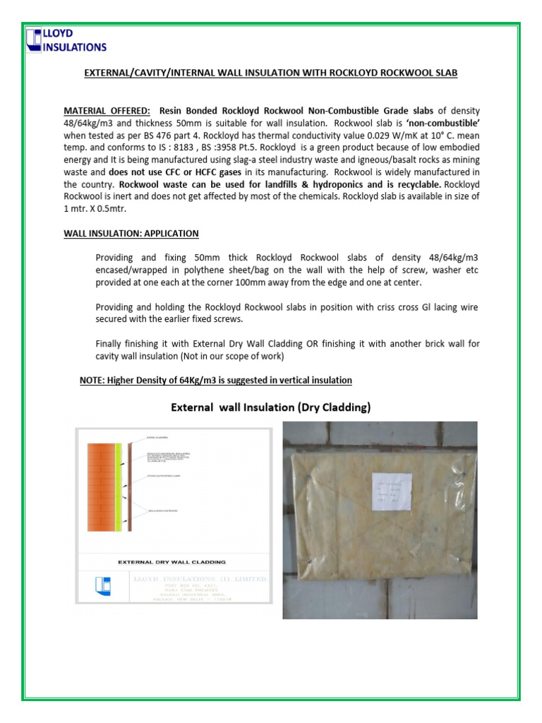 Rockloyd Rockwool Wall Insulation Guide | PDF