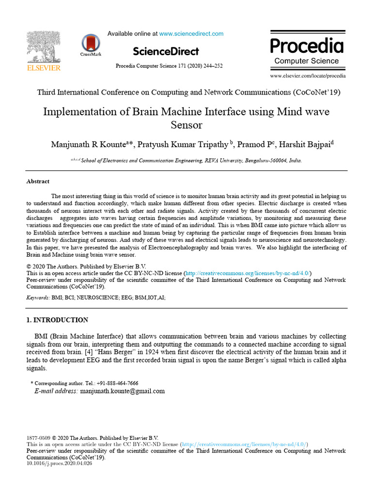 Brain-Machine Interface with EEG Sensors | PDF | Neural Oscillation ...