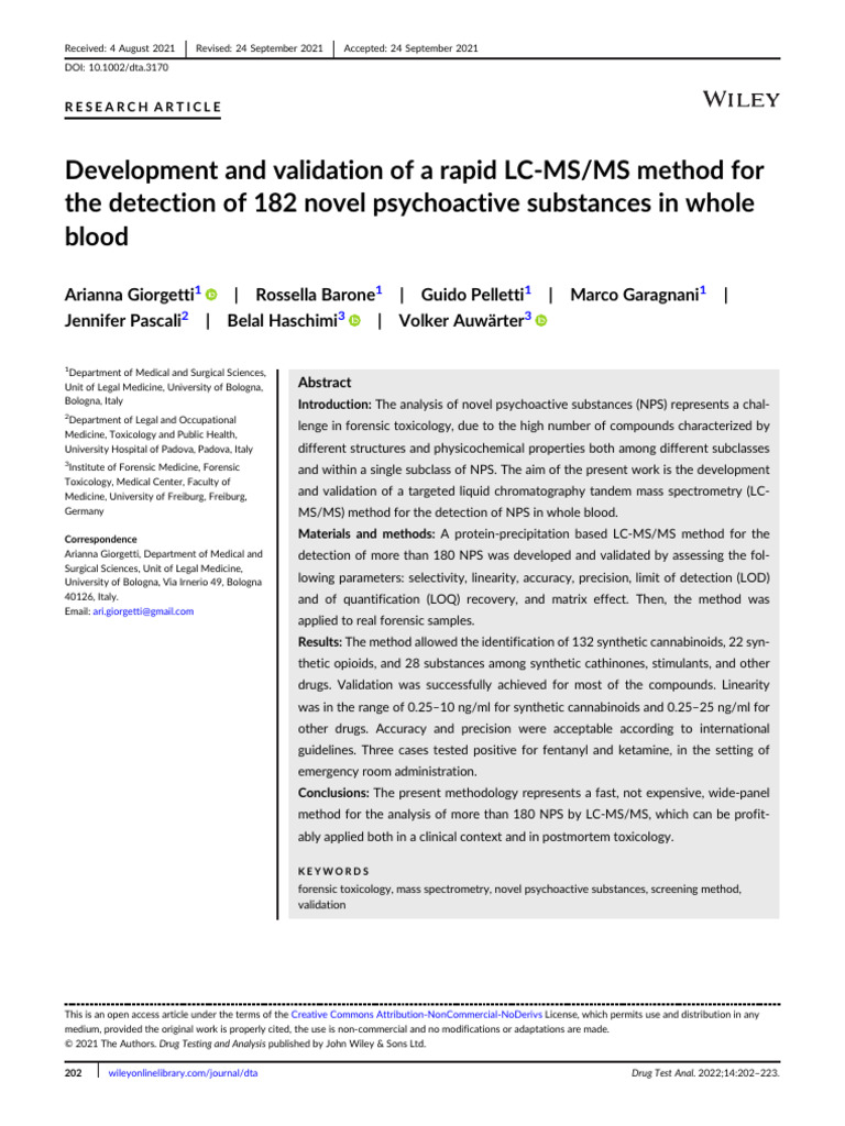 Development and Validation of A Rapid LC MS MS Method For The Detection ...