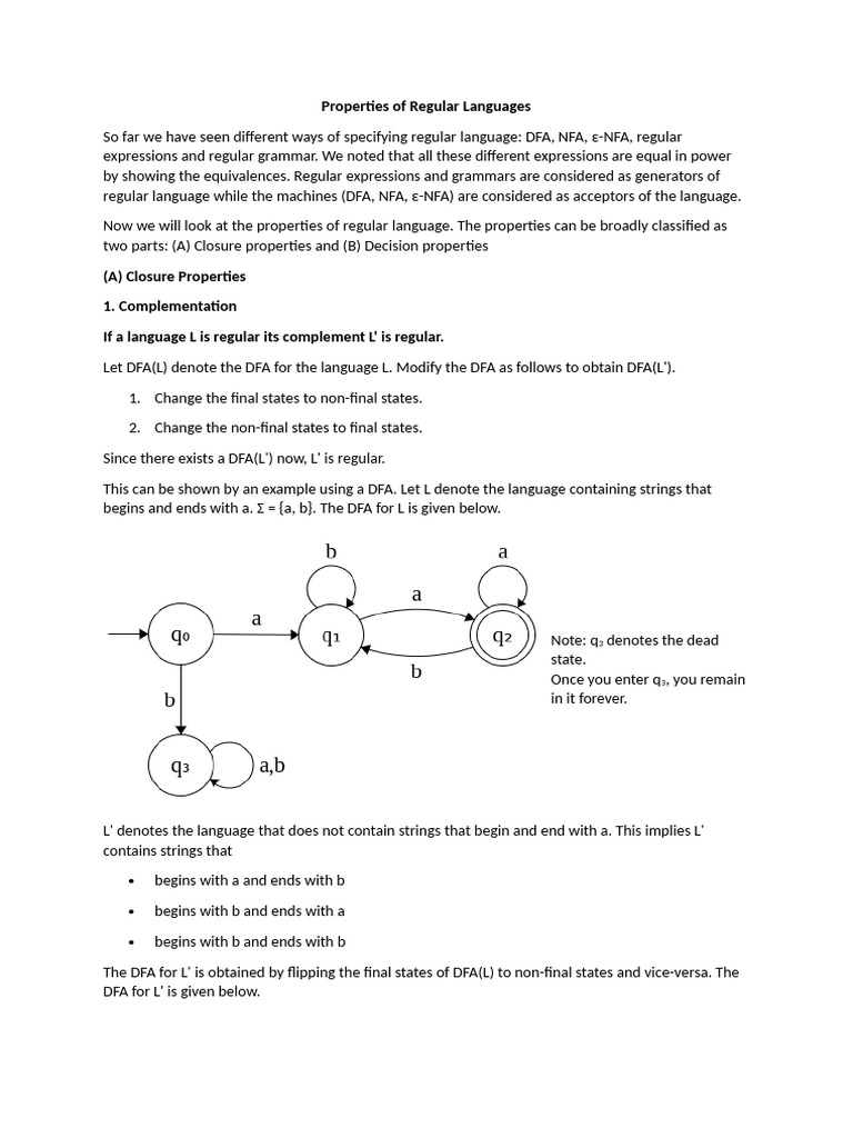 Properties of Regular Languages Explained | PDF | Regular Expression ...