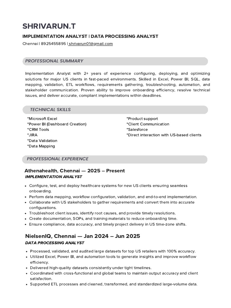 Implementation Analyst with Data Expertise | PDF | Customer ...