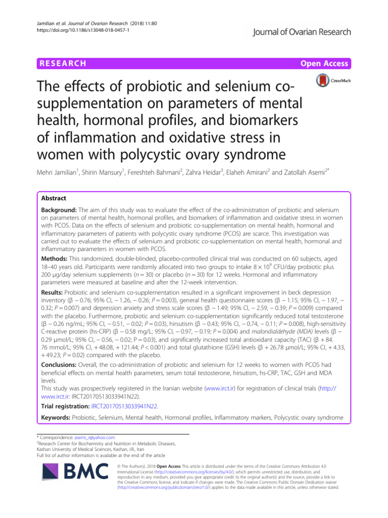 200 MCG Selenium Cosupplementaion Probiotics | PDF | Polycystic Ovary ...