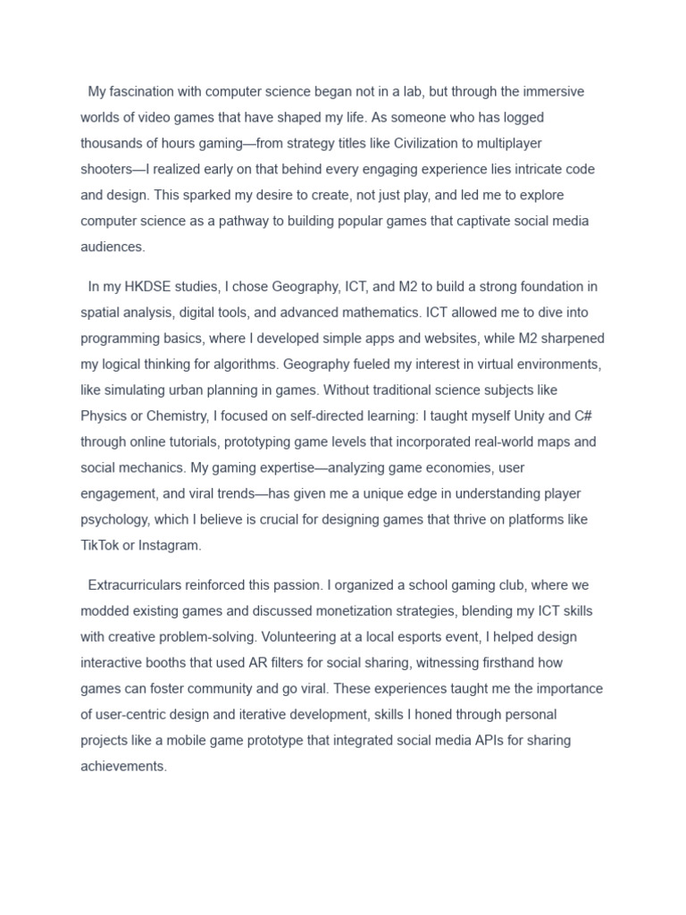 Personal Statement | PDF | Educational Technology | Geography