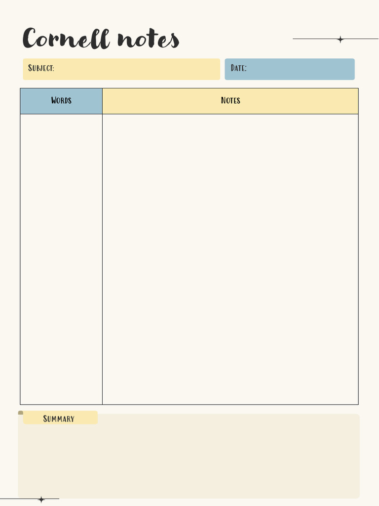 Cornell Notes Template V1 | PDF