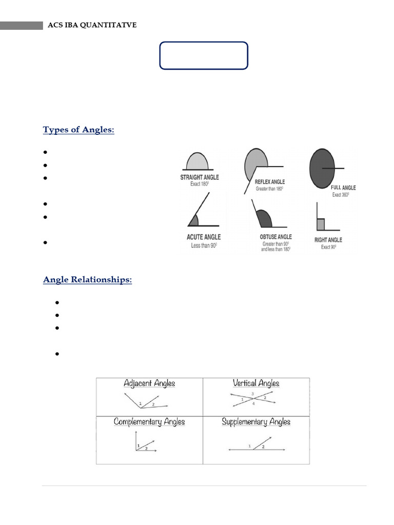 ACS IBA Math Quant - Chapter 16 - Angles | PDF | Triangle Geometry ...